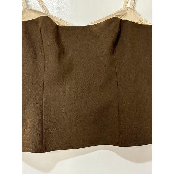 Reformation Melanie Lace Trim Crop Top Brown Cream Size 6 NWOT Sweetheart Neck - Picture 7 of 14